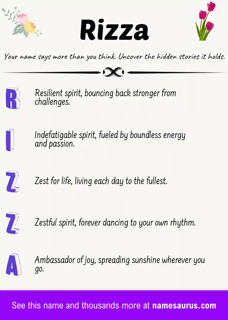 Acrostic poem about Rizza.