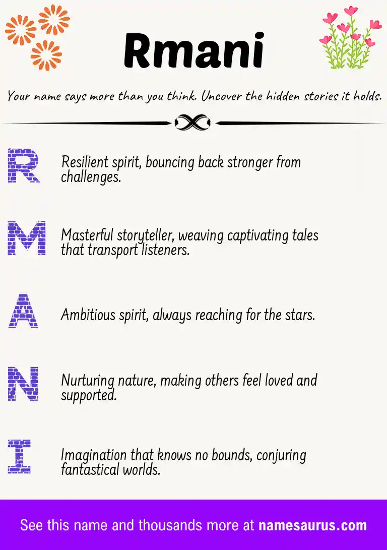Acrostic poem about Rmani.