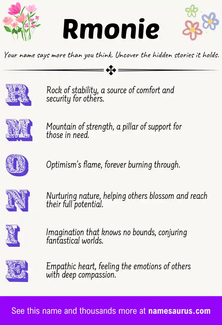Acrostic poem about Rmonie.