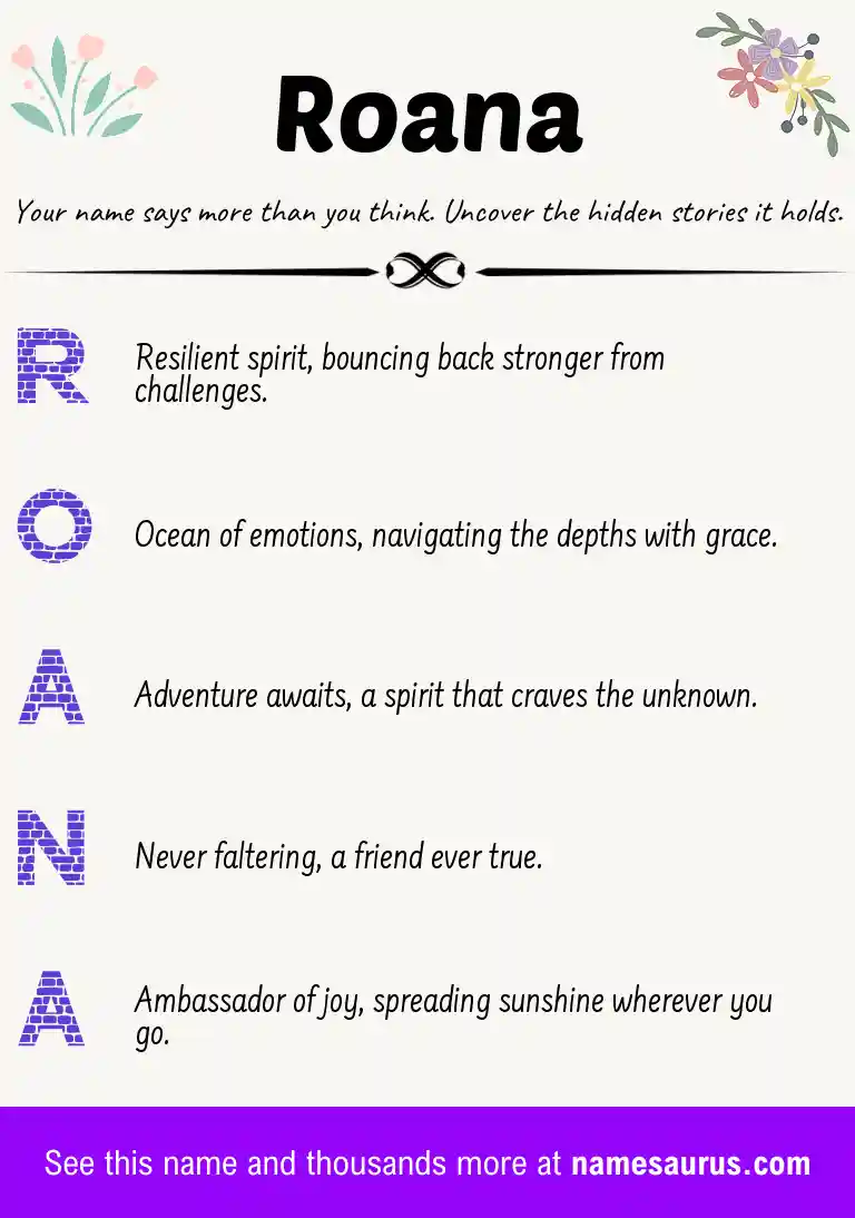 Acrostic poem about Roana.