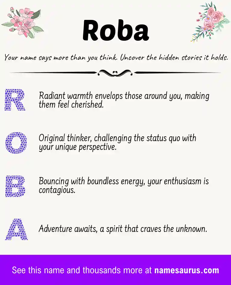 Acrostic poem about Roba.