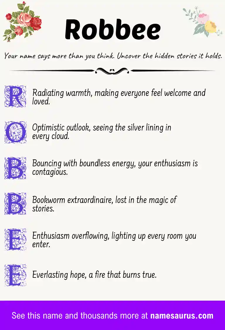 Acrostic poem about Robbee.