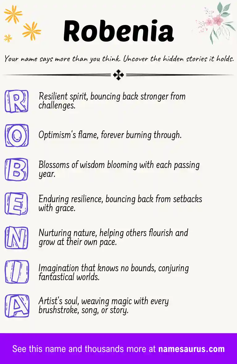 Acrostic poem about Robenia.