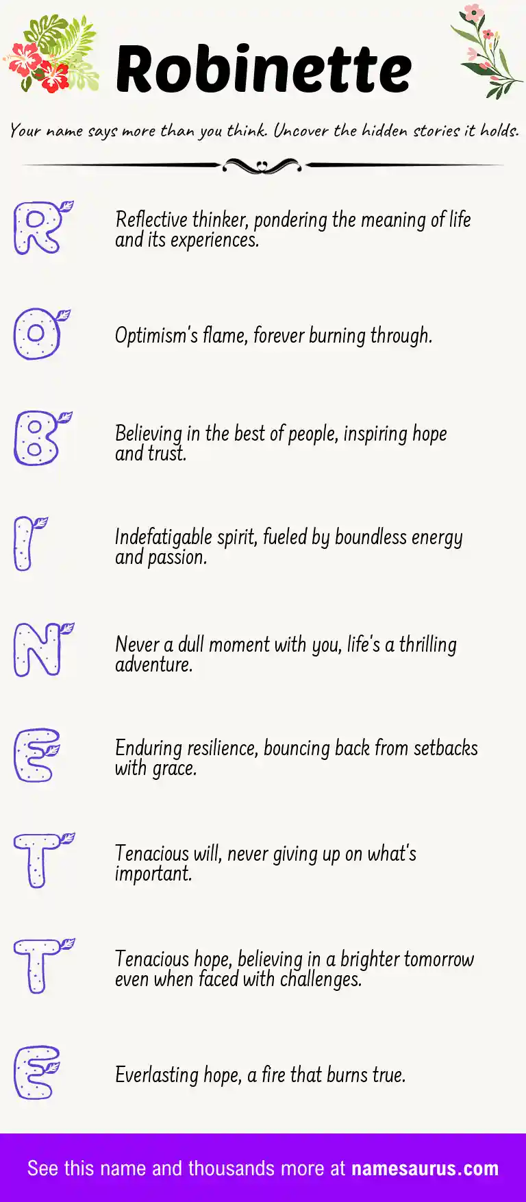 Acrostic poem about Robinette.