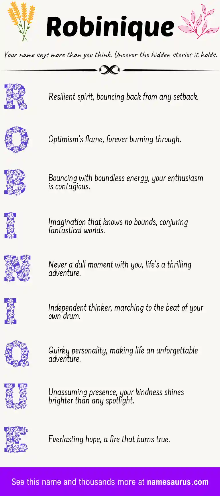 Acrostic poem about Robinique.