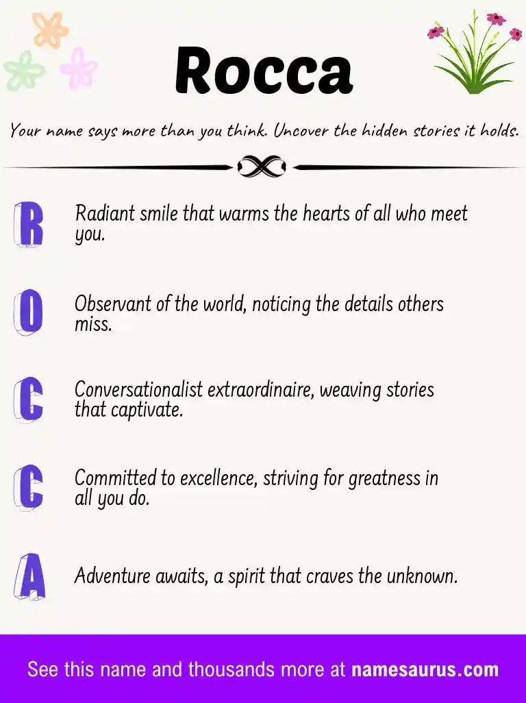 Acrostic poem about Rocca.