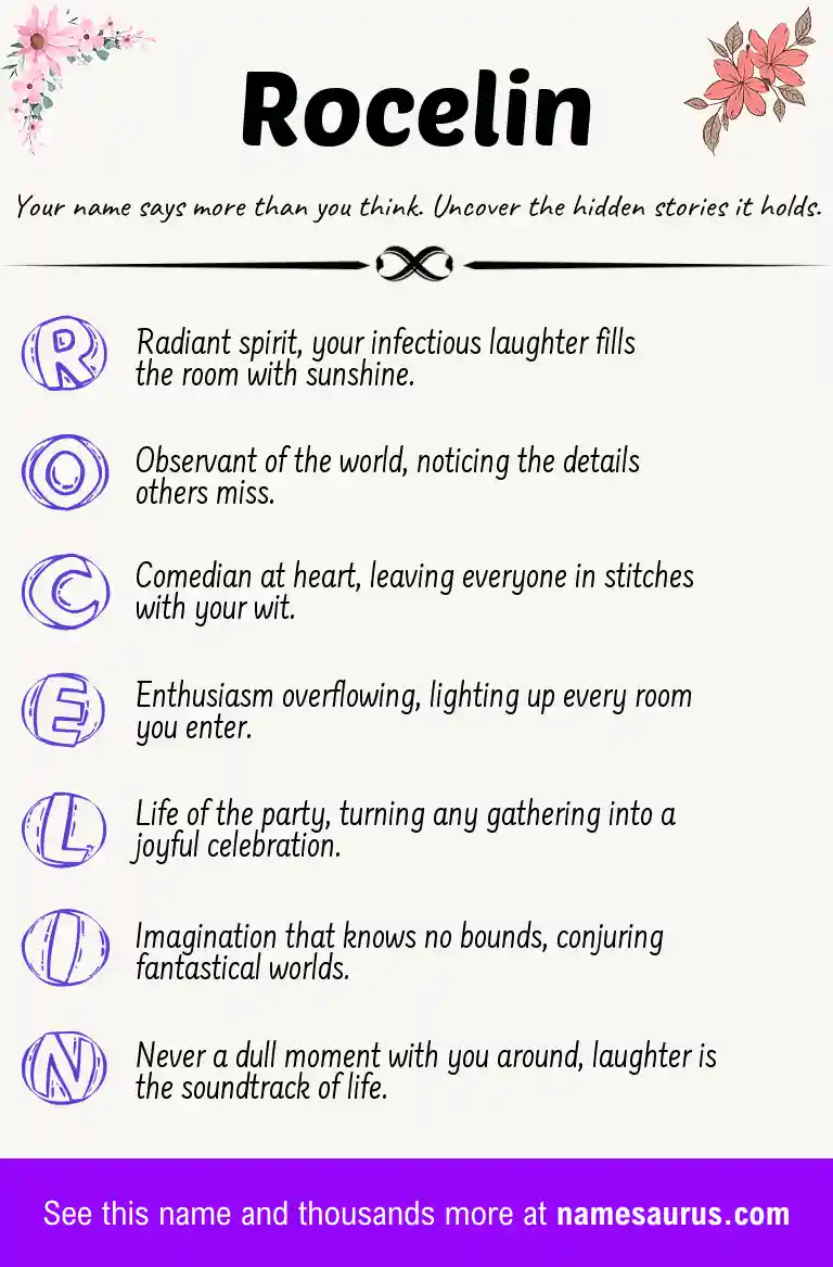 Acrostic poem about Rocelin.