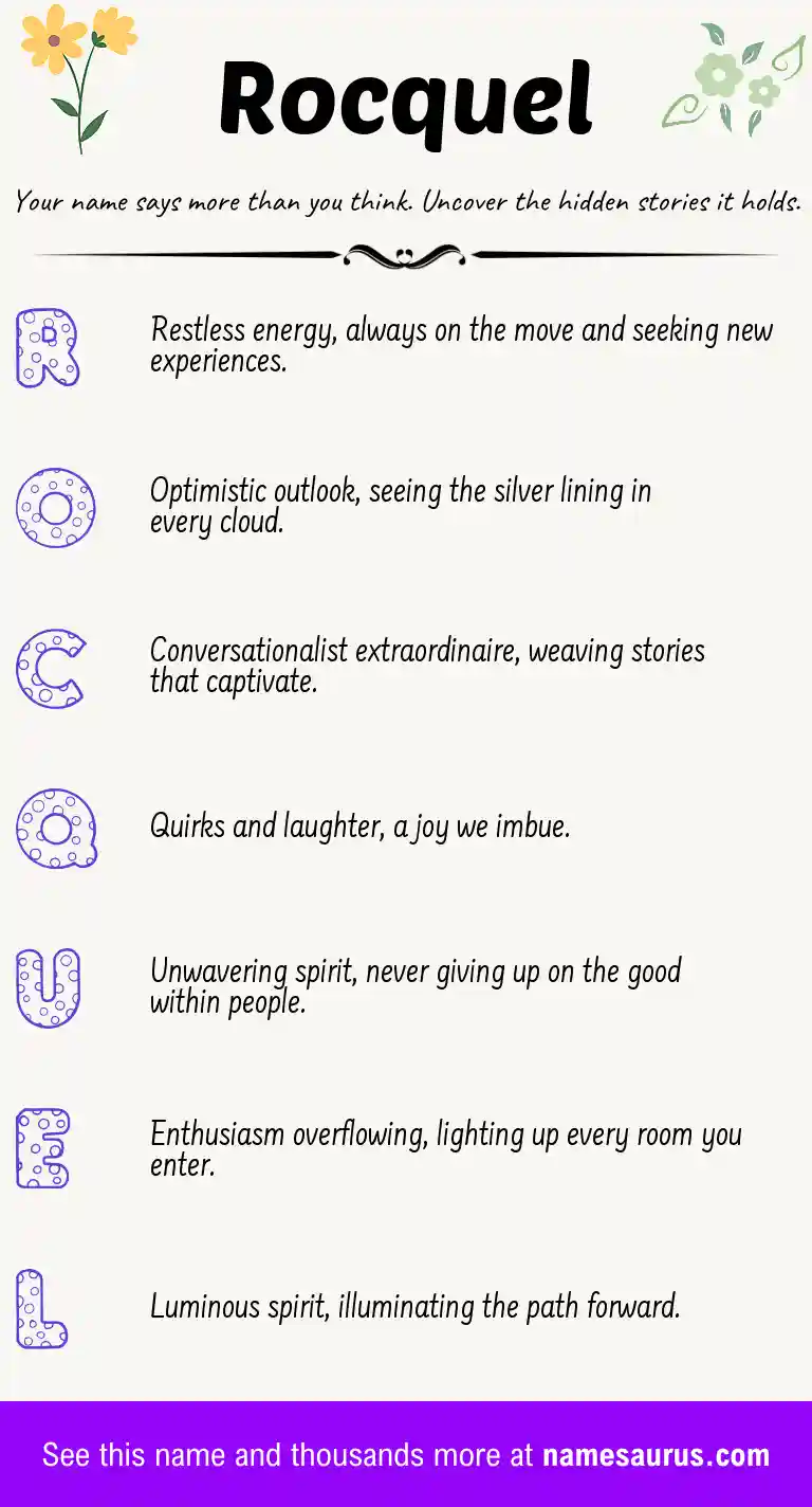 Acrostic poem about Rocquel.