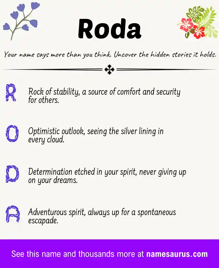Acrostic poem about Roda.