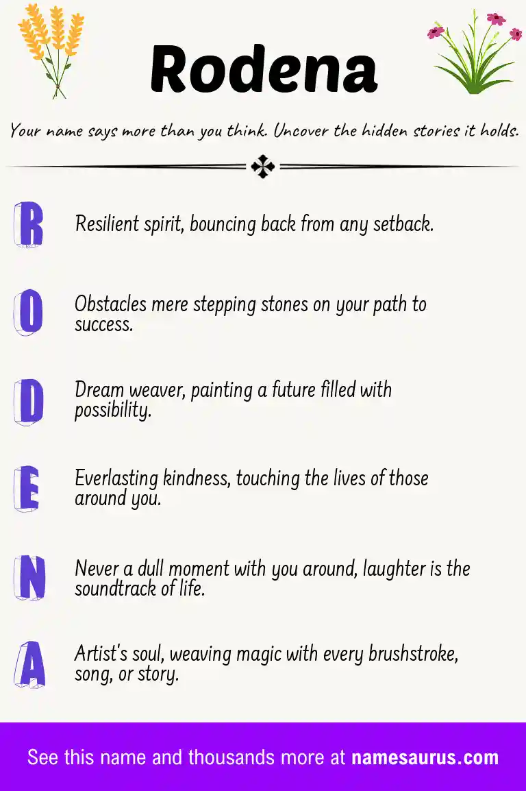 Acrostic poem about Rodena.