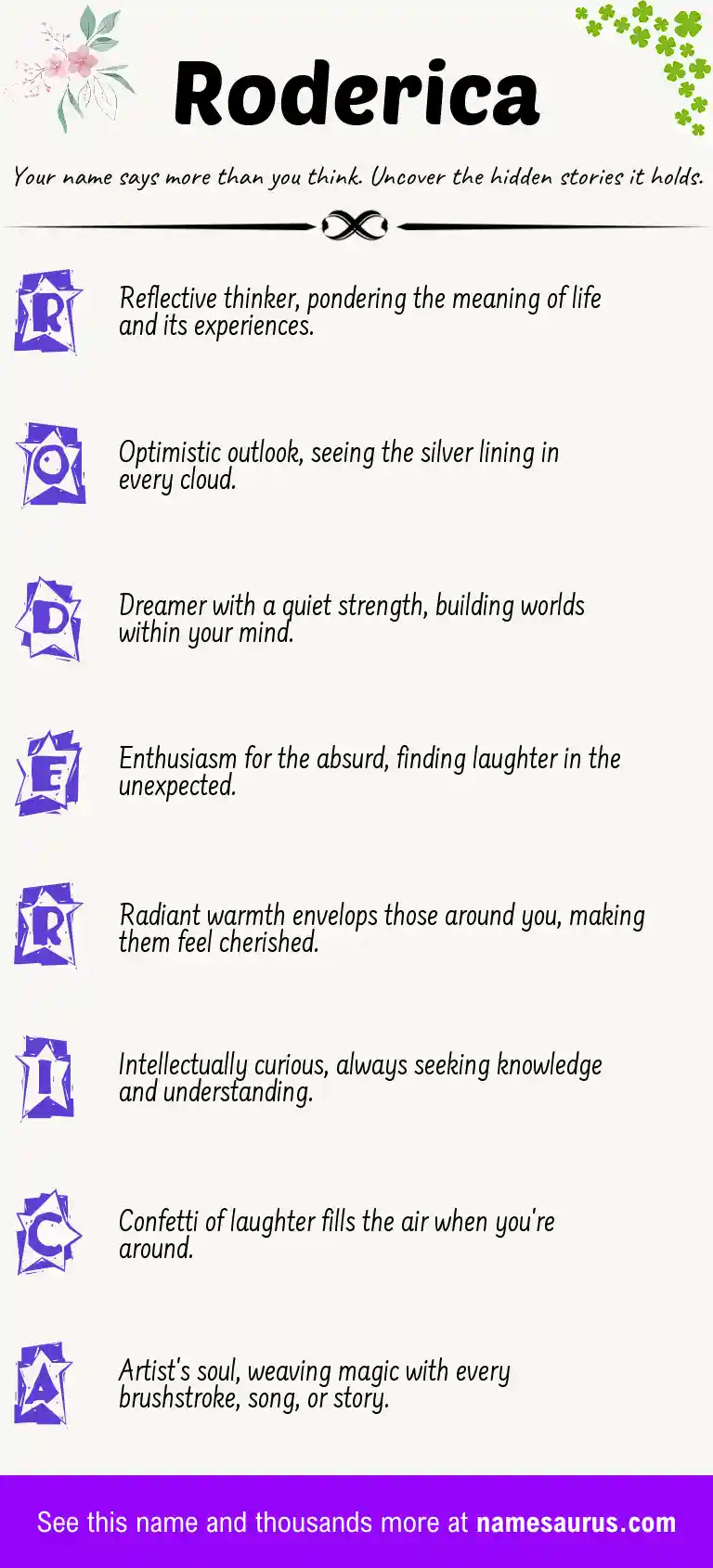 Acrostic poem about Roderica.