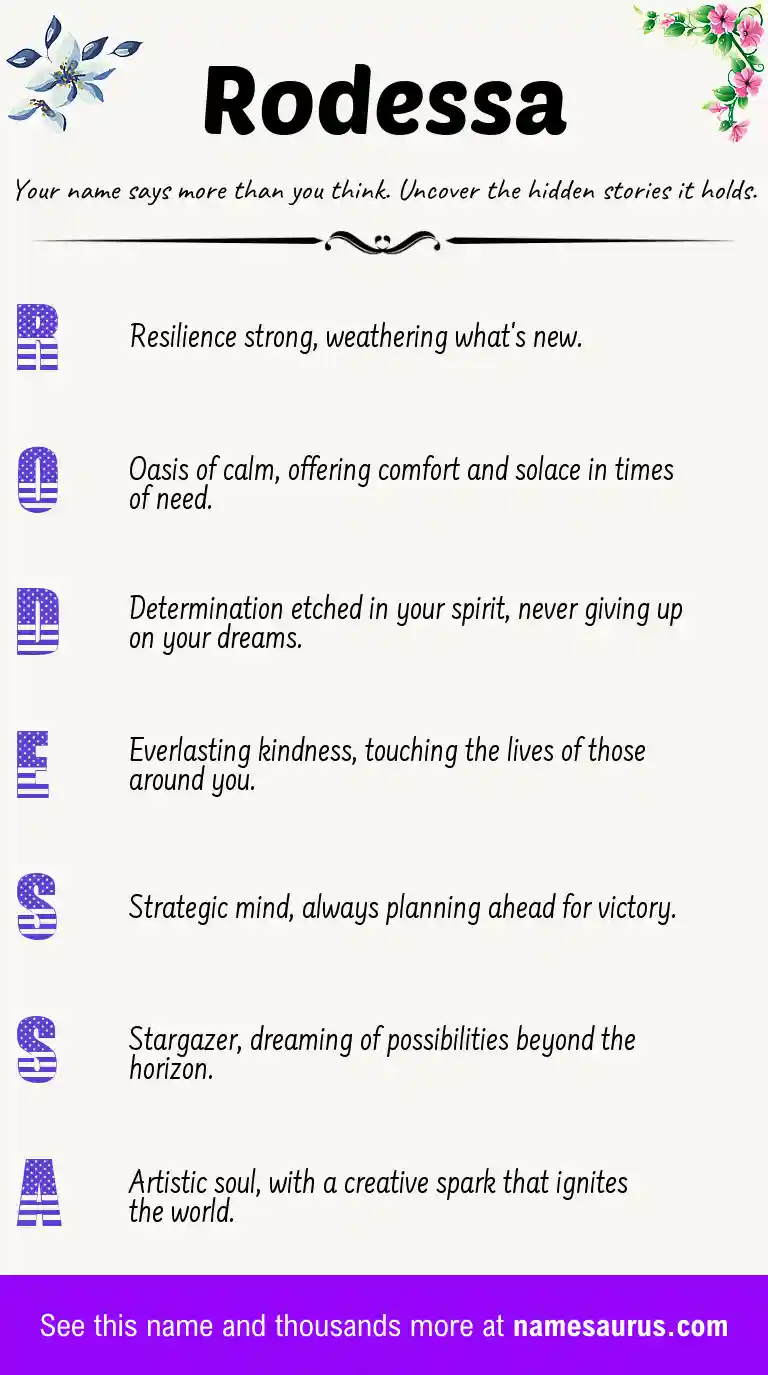 Acrostic poem about Rodessa.