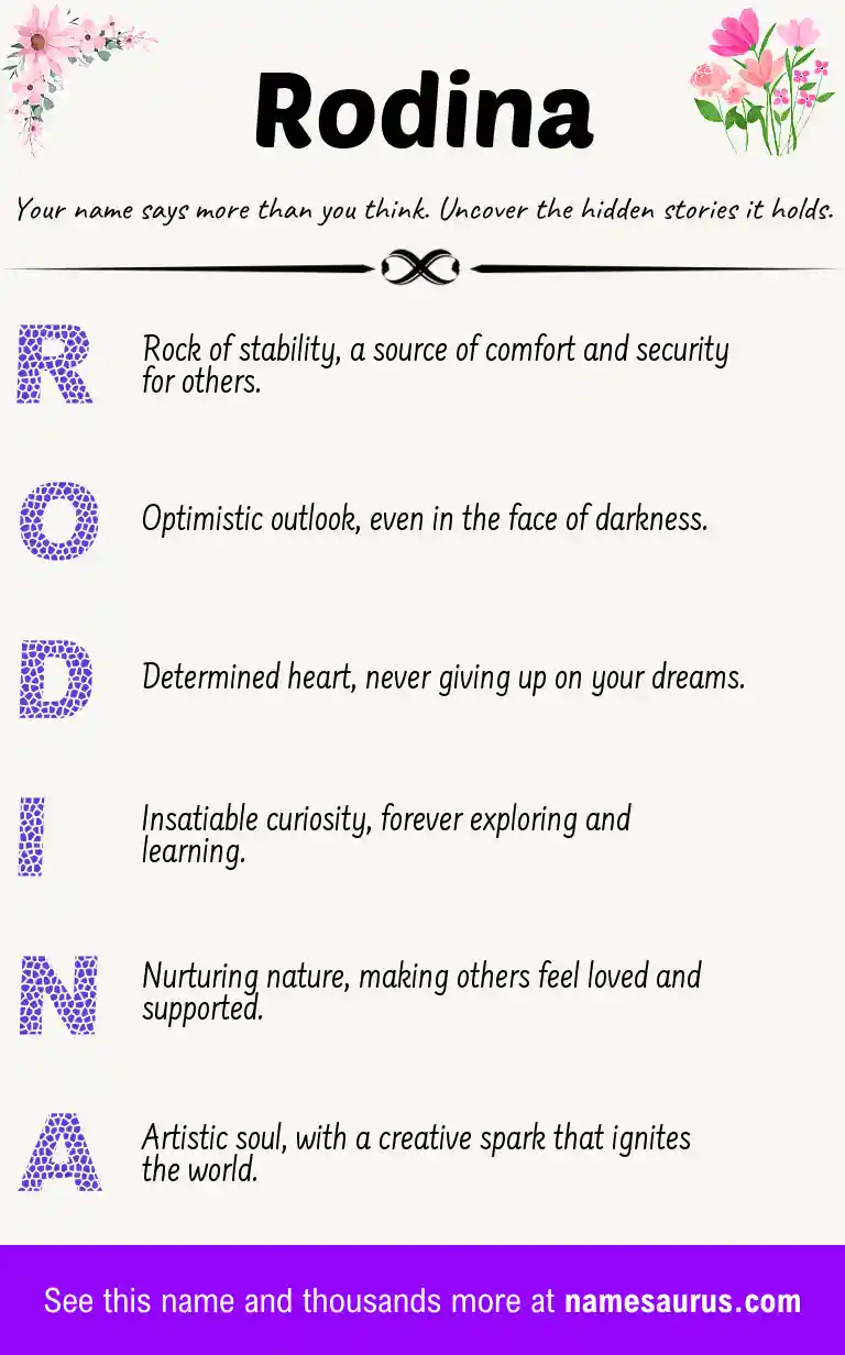 Acrostic poem about Rodina.