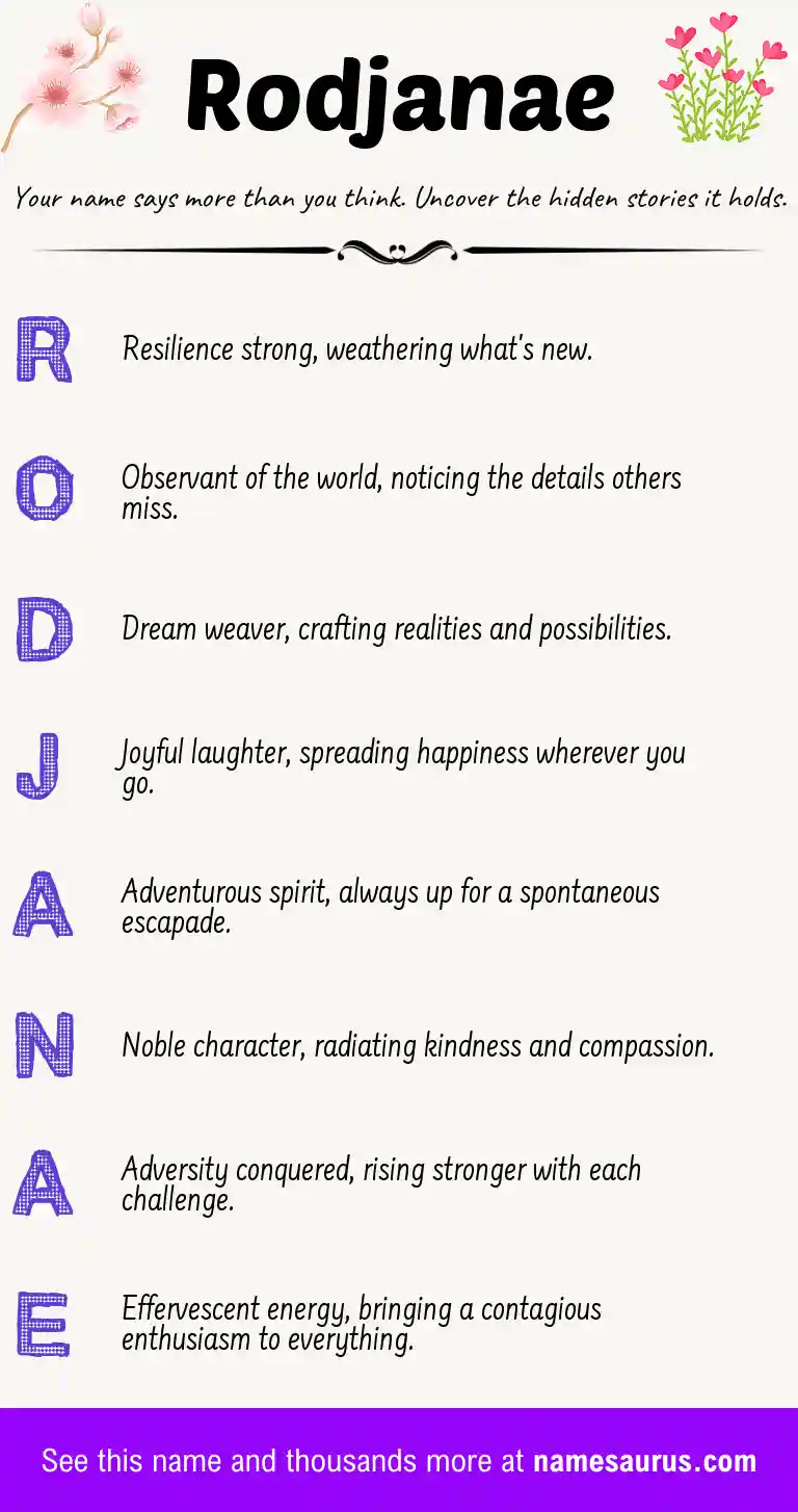 Acrostic poem about Rodjanae.