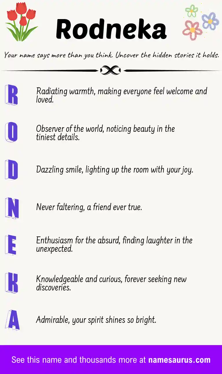 Acrostic poem about Rodneka.