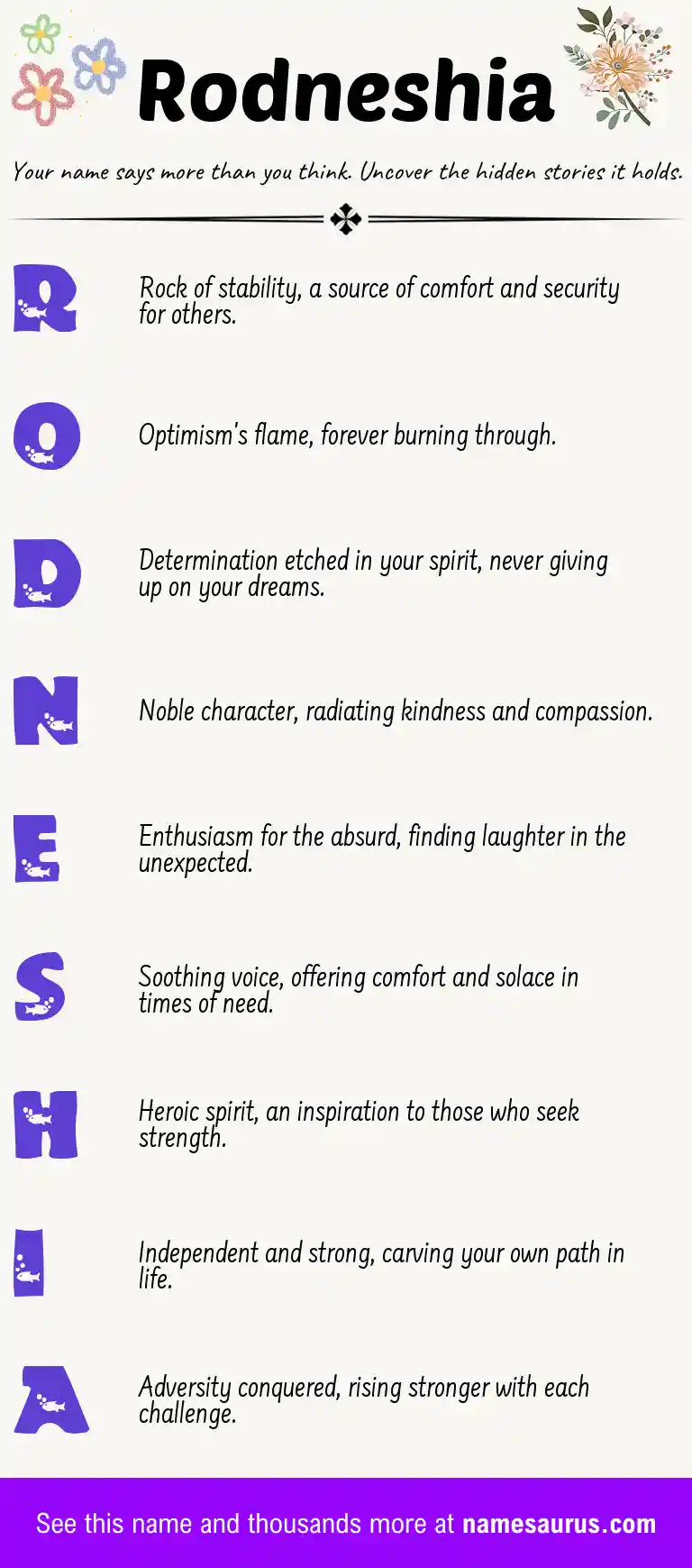 Acrostic poem about Rodneshia.