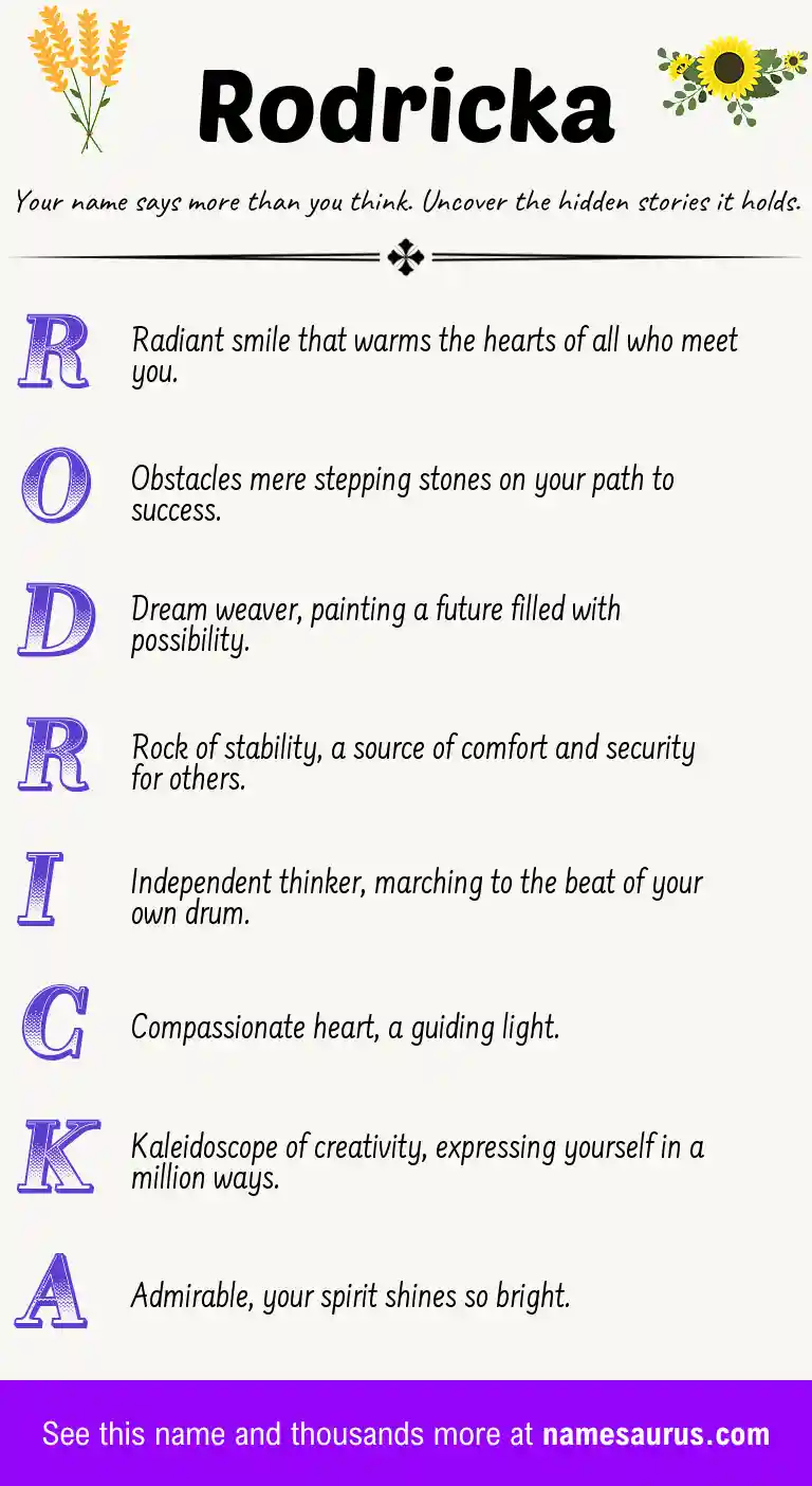 Acrostic poem about Rodricka.