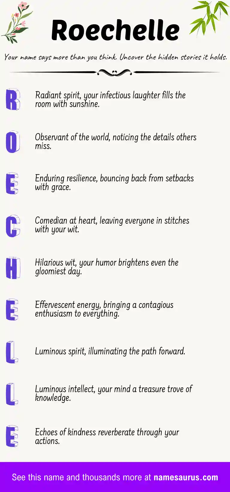 Acrostic poem about Roechelle.