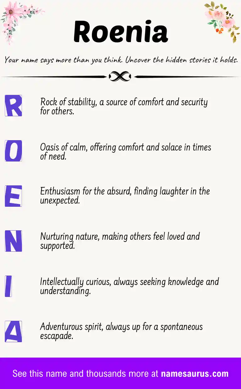 Acrostic poem about Roenia.