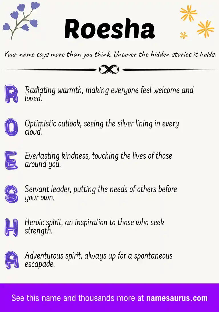 Acrostic poem about Roesha.