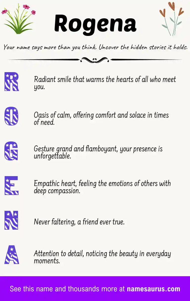 Acrostic poem about Rogena.