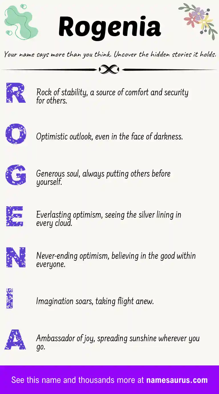 Acrostic poem about Rogenia.