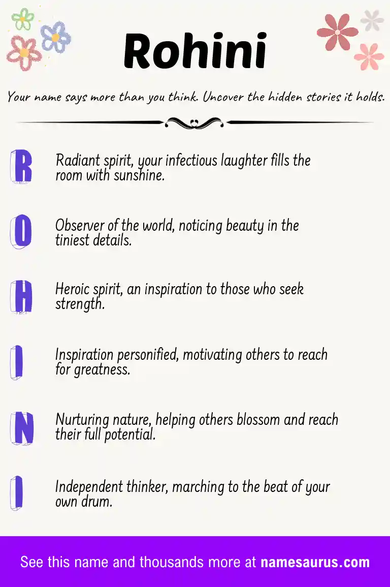 Acrostic poem about Rohini.