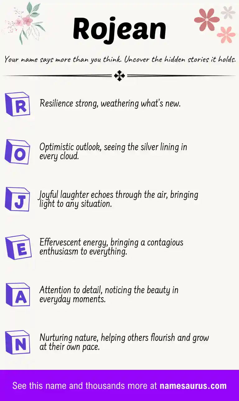 Acrostic poem about Rojean.