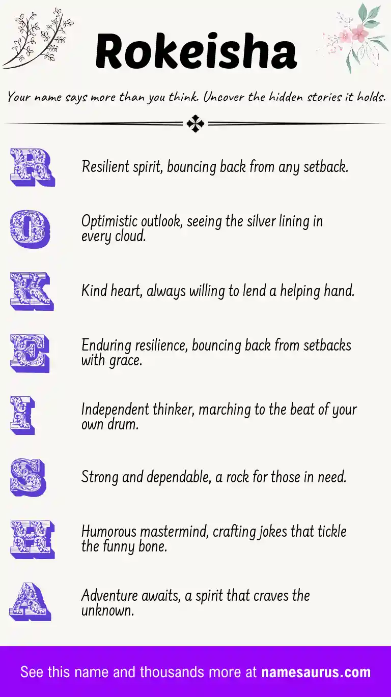 Acrostic poem about Rokeisha.