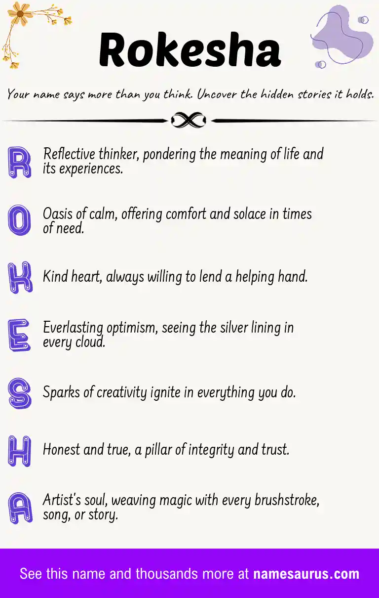 Acrostic poem about Rokesha.