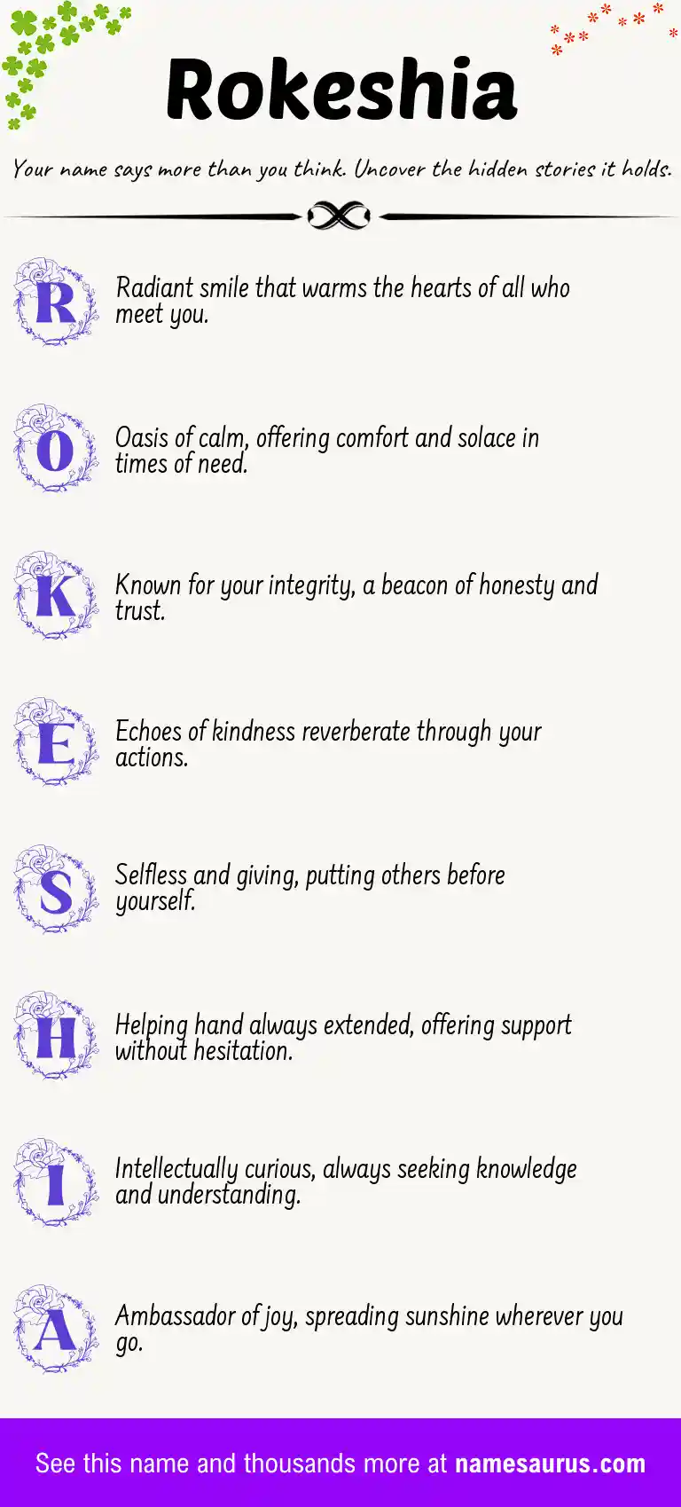 Acrostic poem about Rokeshia.
