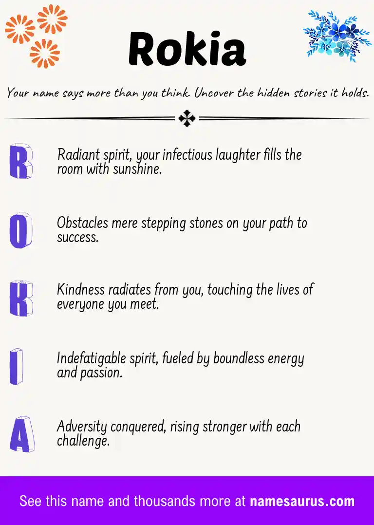 Acrostic poem about Rokia.