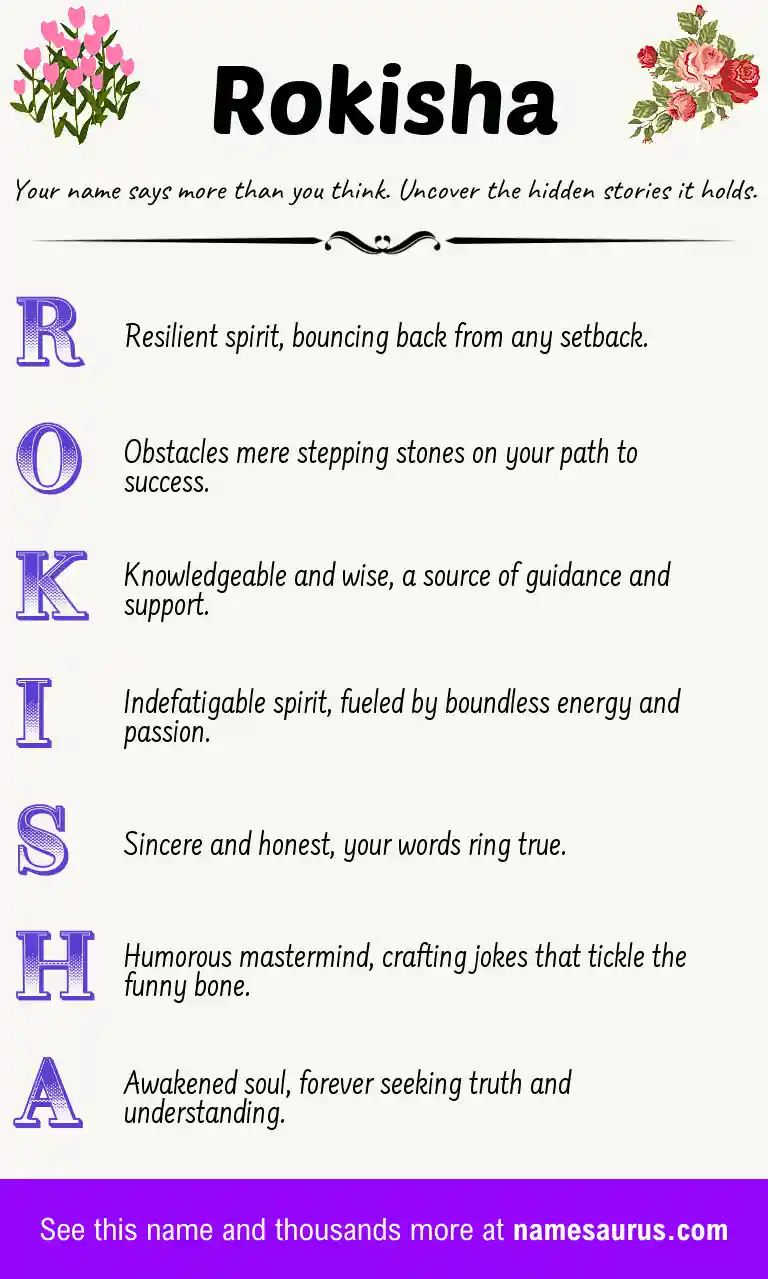 Acrostic poem about Rokisha.
