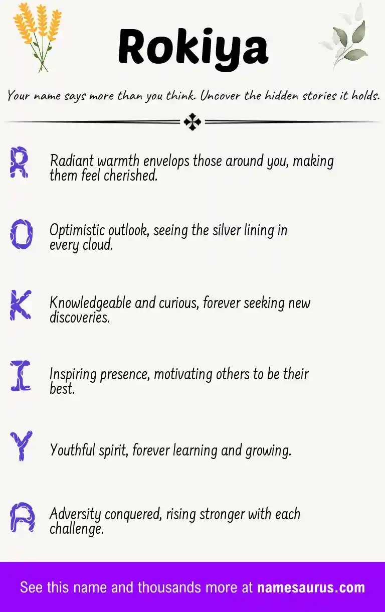 Acrostic poem about Rokiya.