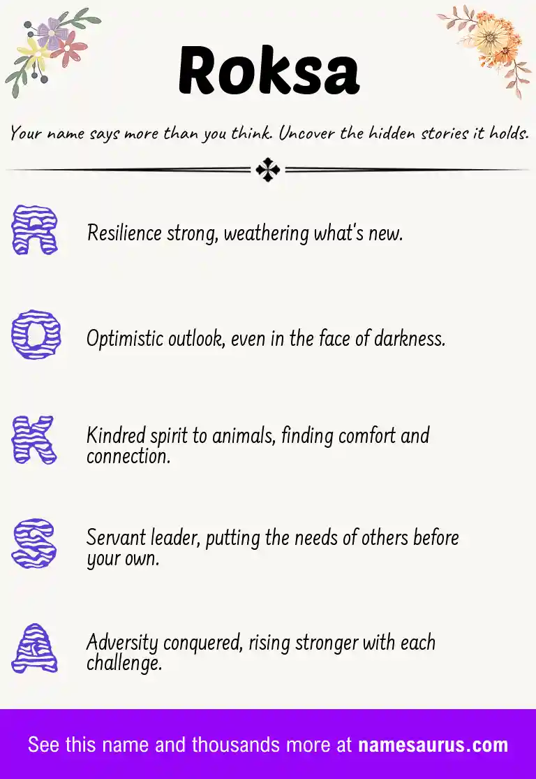 Acrostic poem about Roksa.