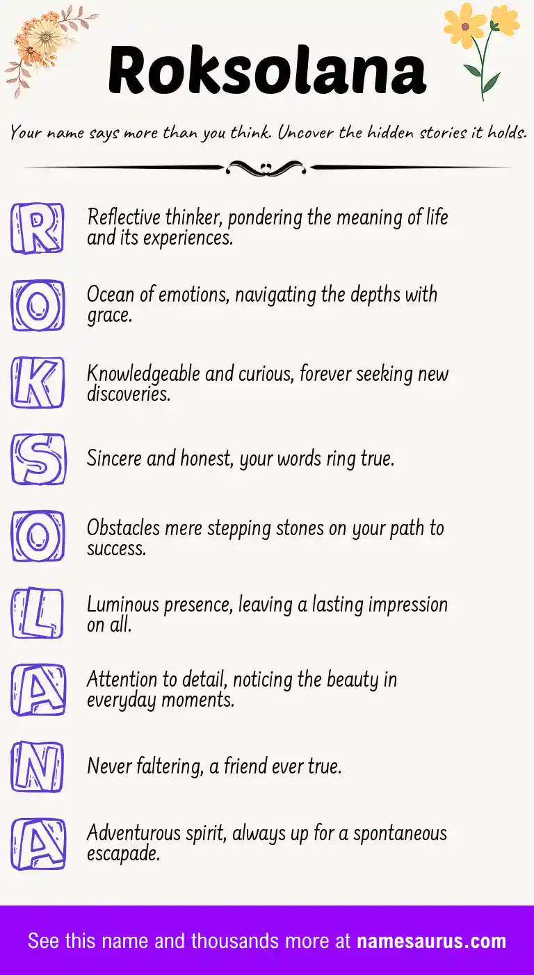 Acrostic poem about Roksolana.