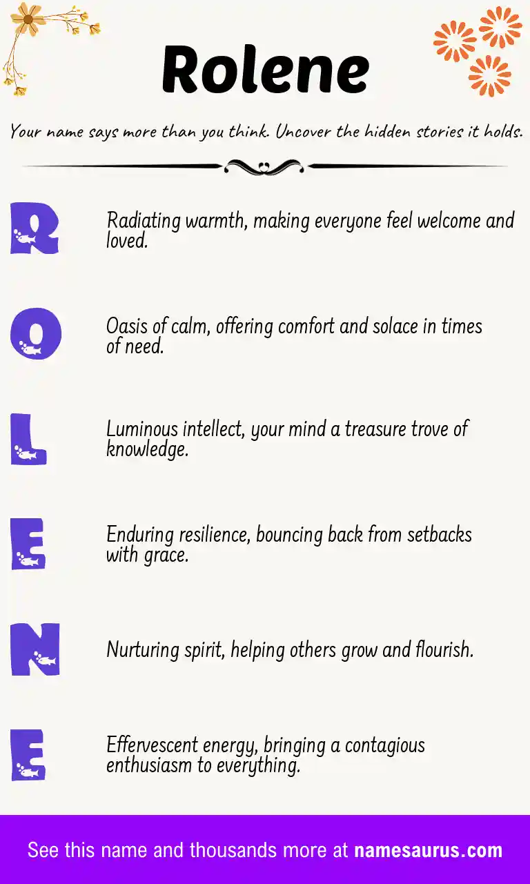 Acrostic poem about Rolene.