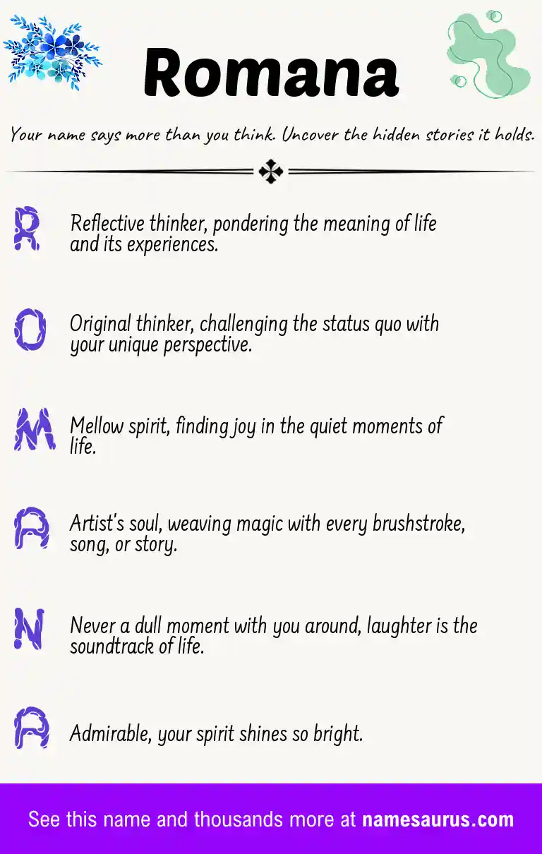 Acrostic poem about Romana.