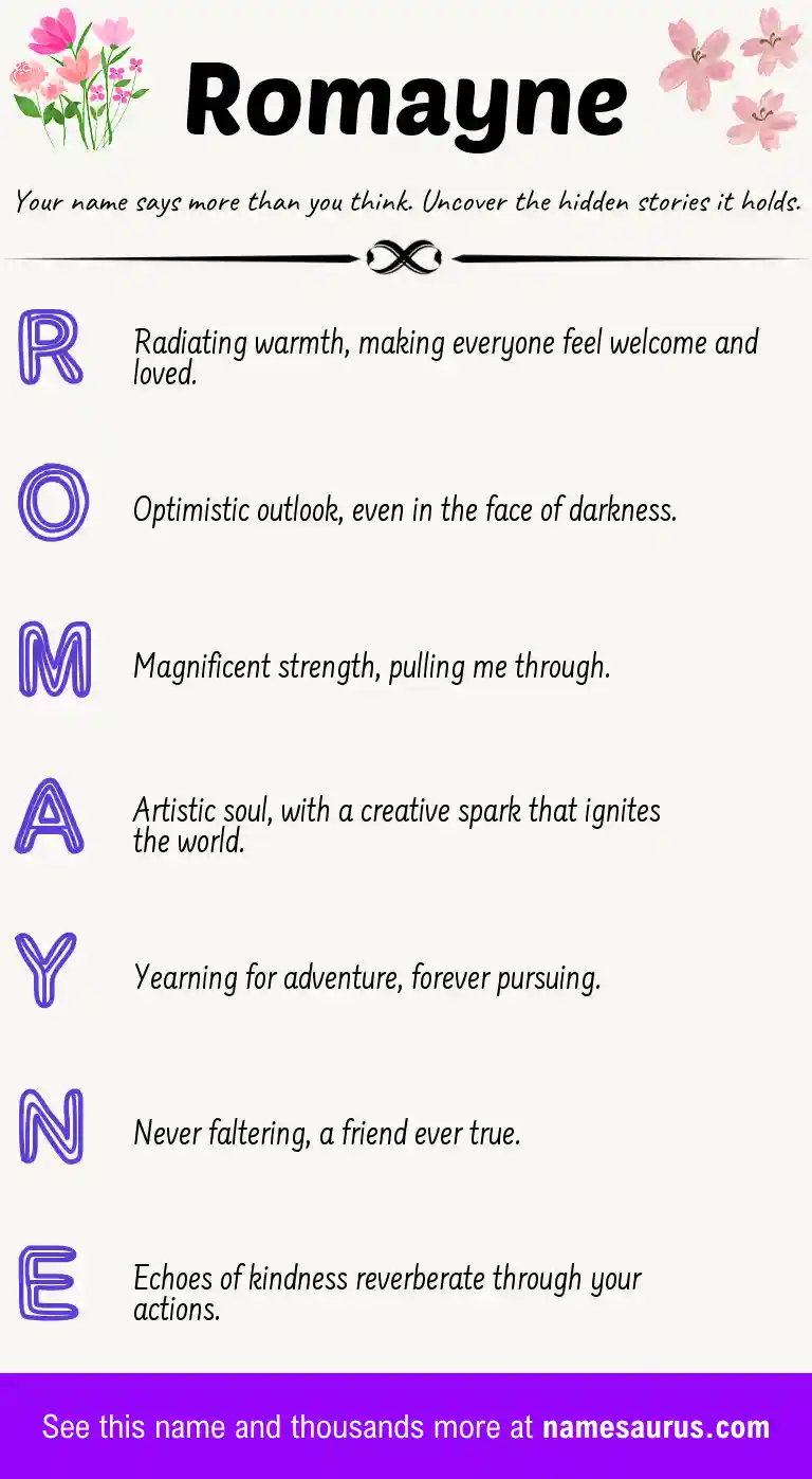 Acrostic poem about Romayne.