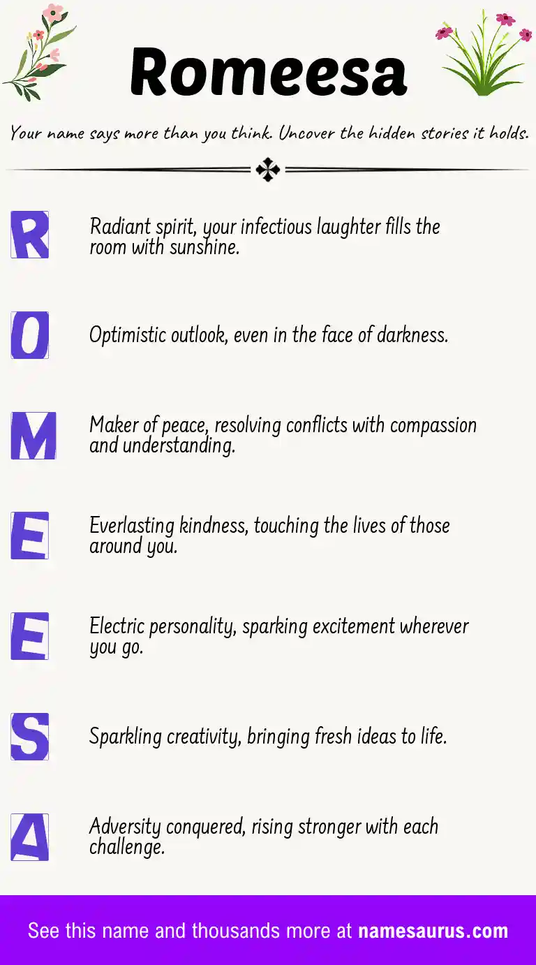 Acrostic poem about Romeesa.