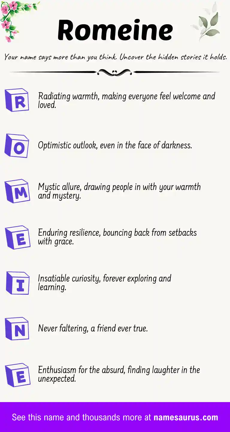 Acrostic poem about Romeine.