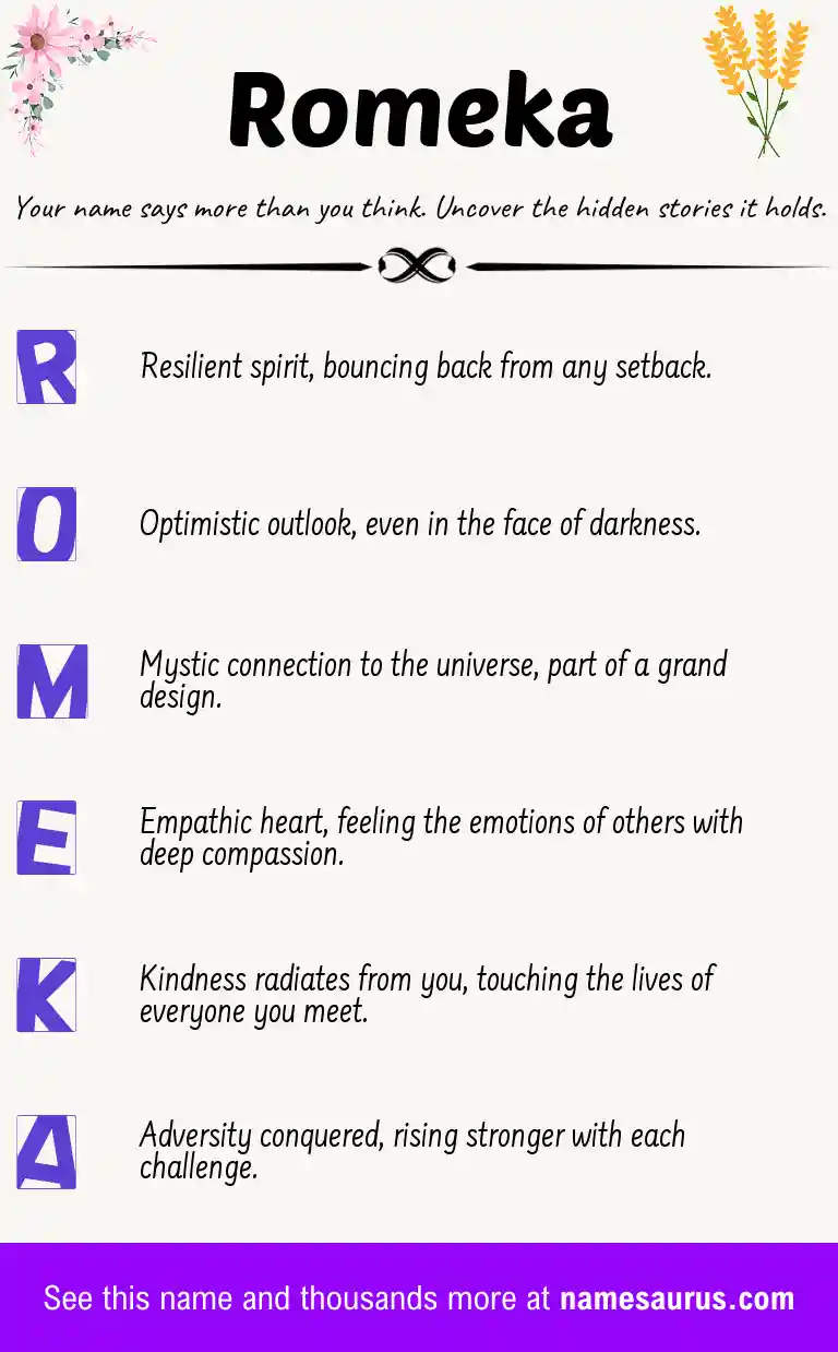 Acrostic poem about Romeka.