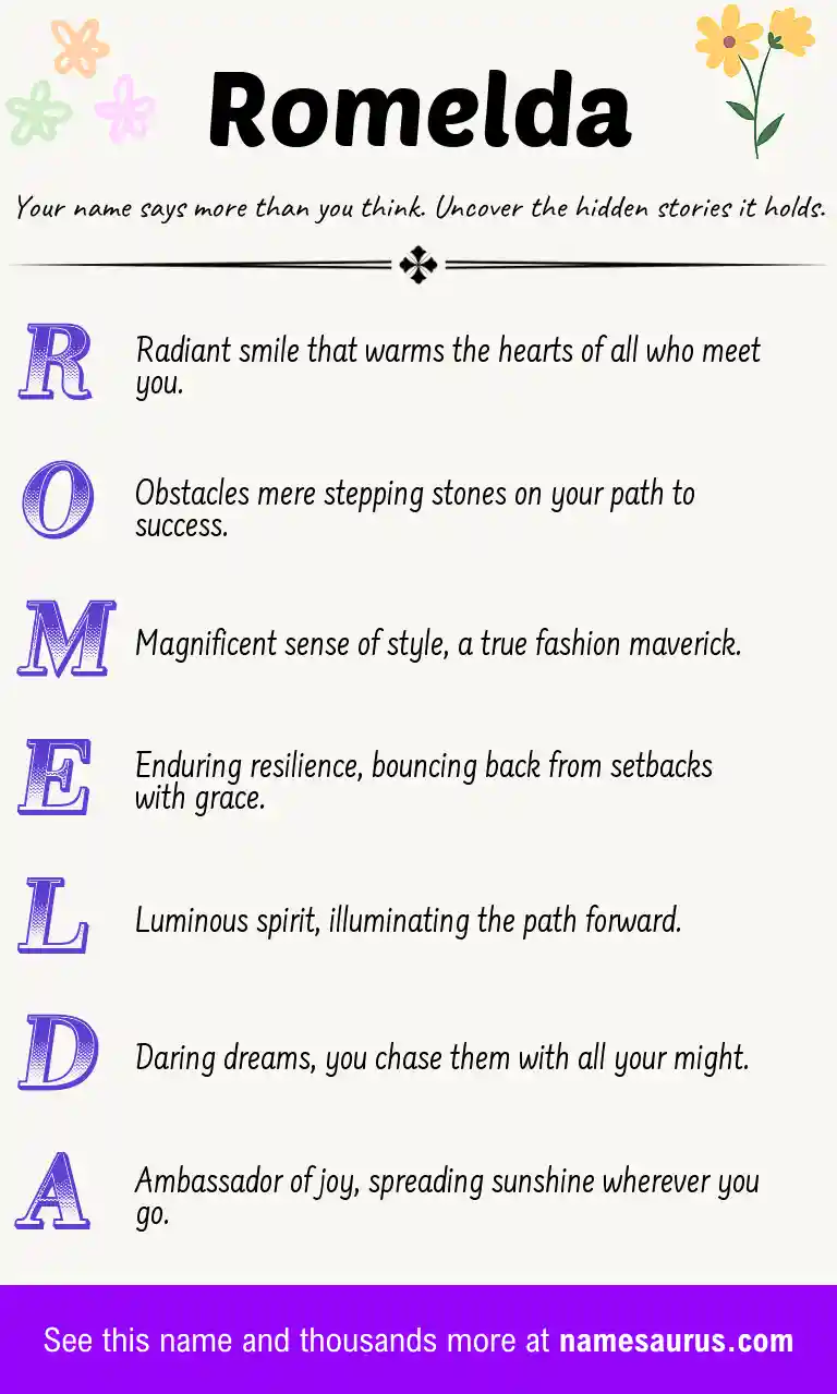 Acrostic poem about Romelda.
