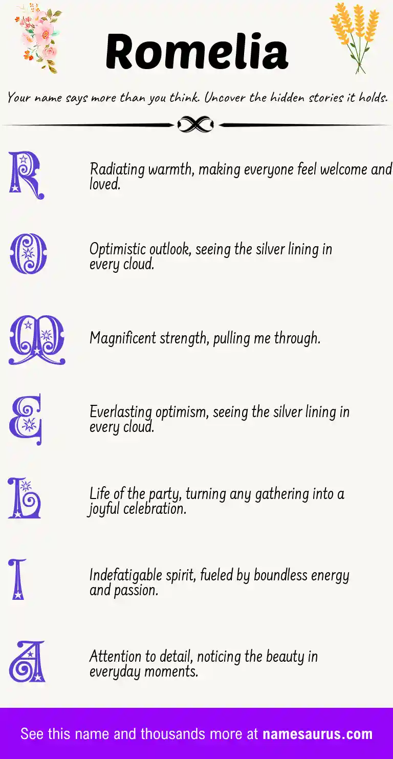 Acrostic poem about Romelia.