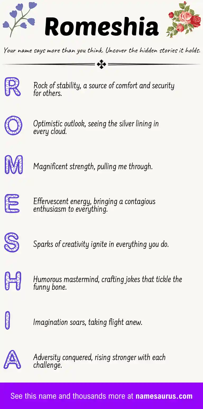 Acrostic poem about Romeshia.