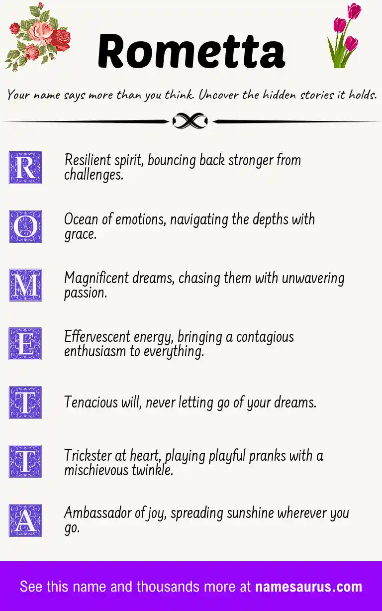 Acrostic poem about Rometta.