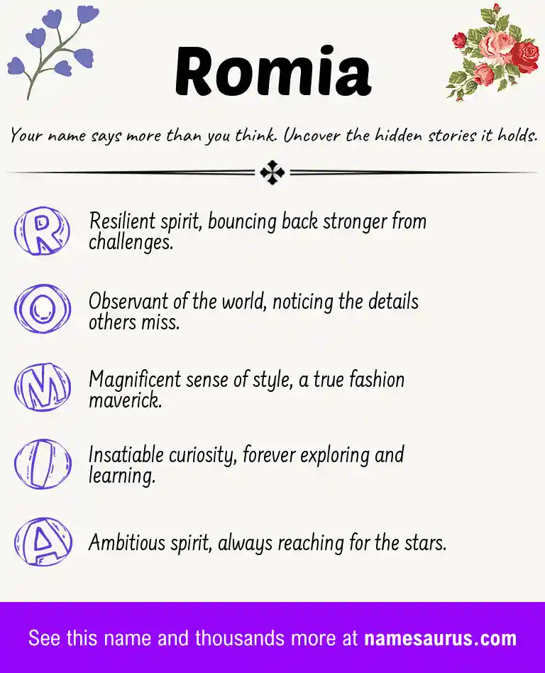 Acrostic poem about Romia.