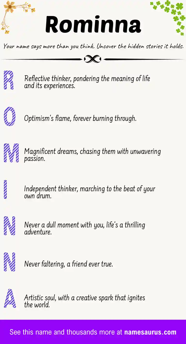 Acrostic poem about Rominna.