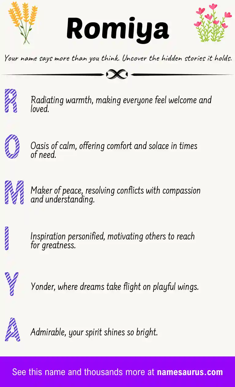 Acrostic poem about Romiya.