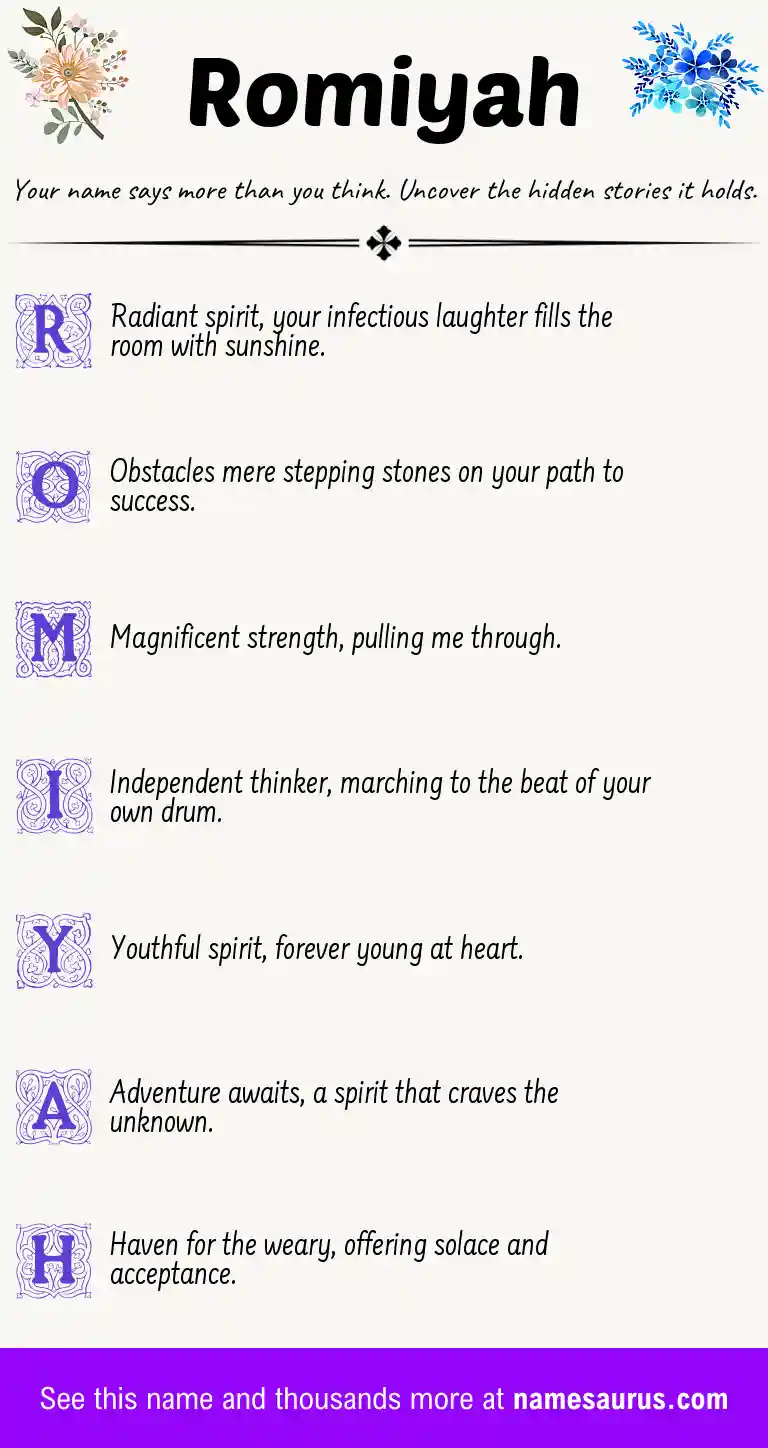 Acrostic poem about Romiyah.